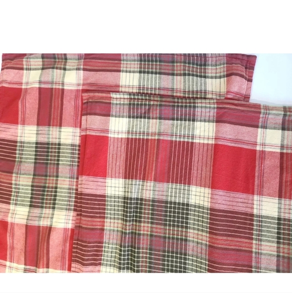 Pottery Barn Red Tan Cream Plaid Jackson Pillow Sham Set Of 2 24" X 24" - Picture 4 of 8